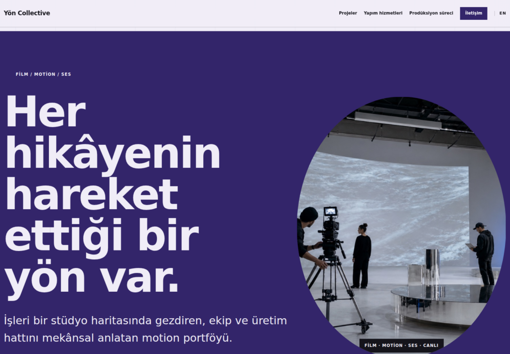 Yön Collective web sitesi — masaüstü görünümü