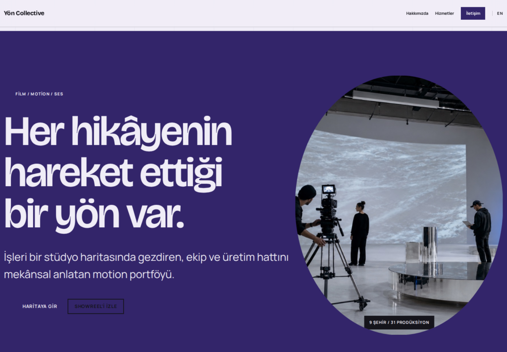 Yön Collective web sitesi — masaüstü görünümü