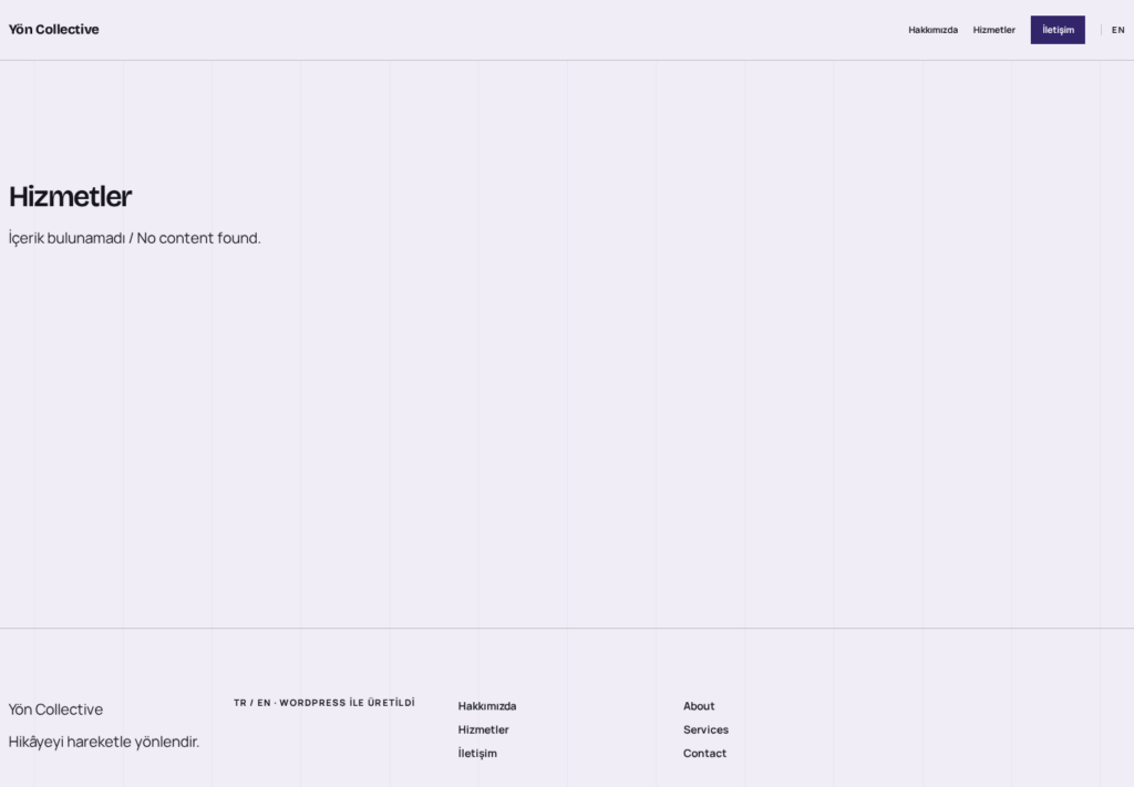 Yön Collective — Inner page view