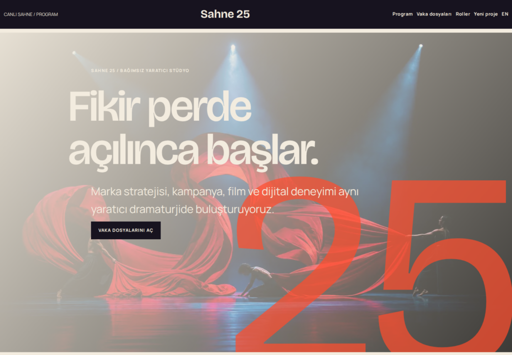 Sahne 25 web sitesi — masaüstü görünümü