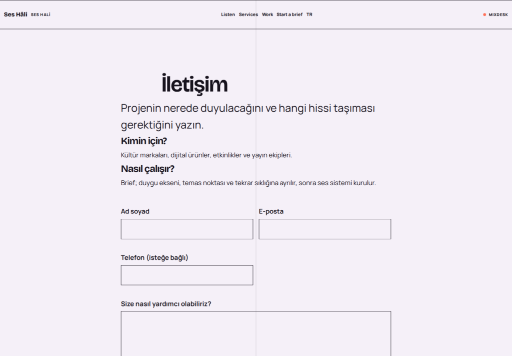 Ses Hâli web sitesi — dönüşüm görünümü