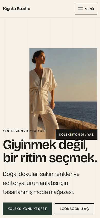 Kıyıda Studio web sitesi — mobil görünümü