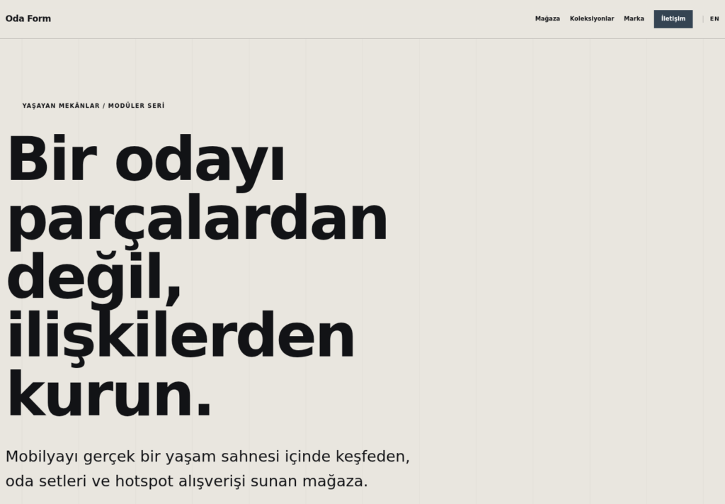 Oda Form web sitesi — masaüstü görünümü