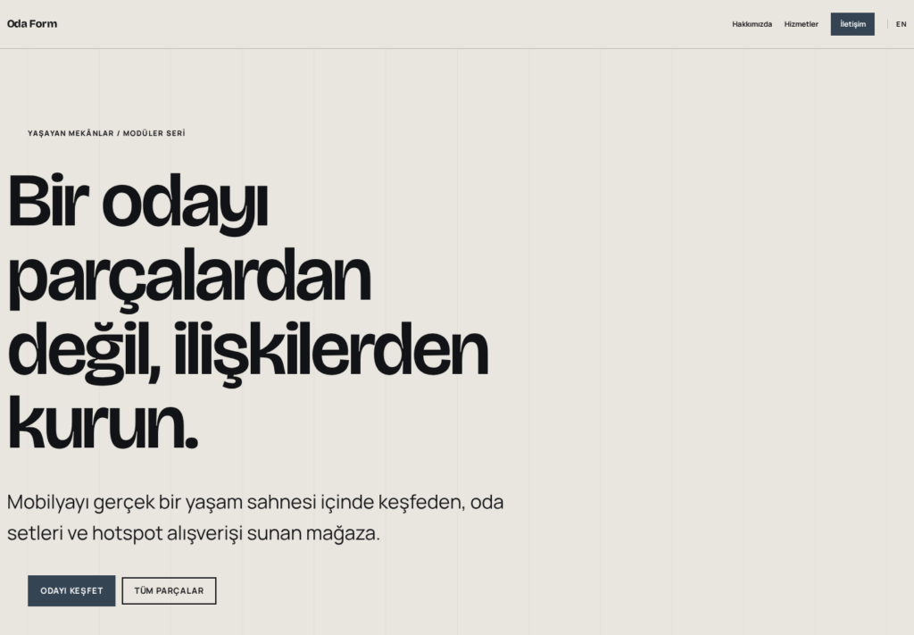 Oda Form web sitesi — masaüstü görünümü