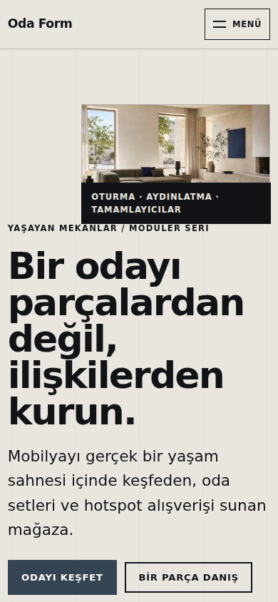 Oda Form web sitesi — mobil görünümü