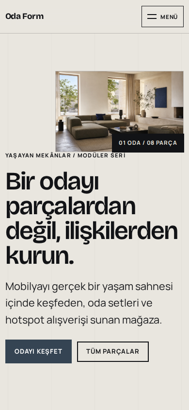 Oda Form web sitesi — mobil görünümü