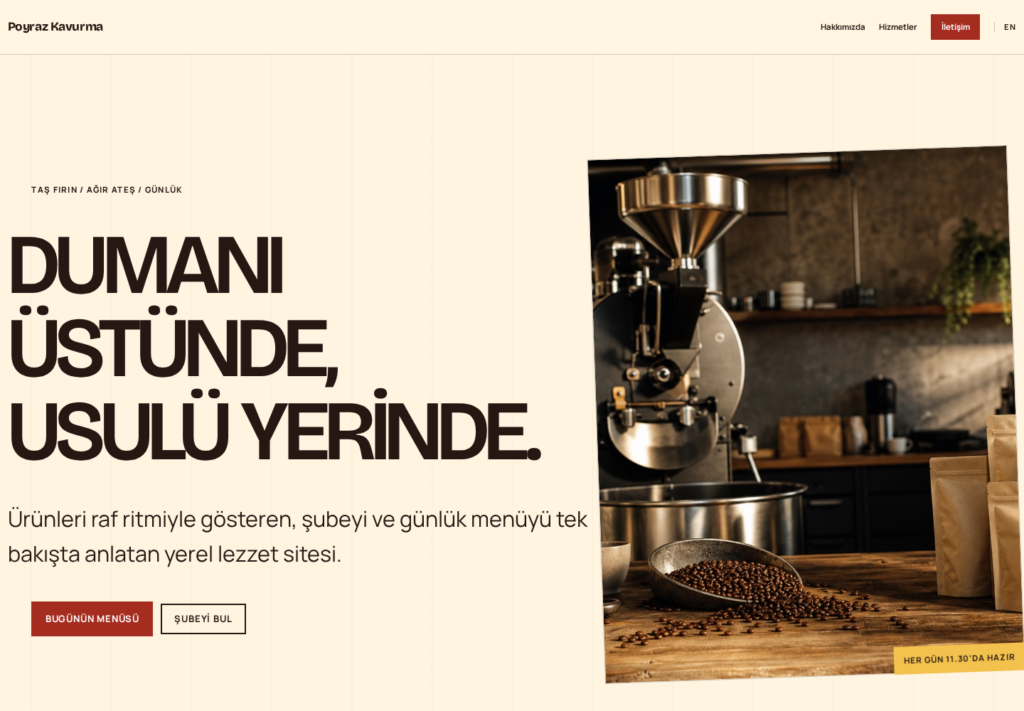 Poyraz Kavurma web sitesi — masaüstü görünümü
