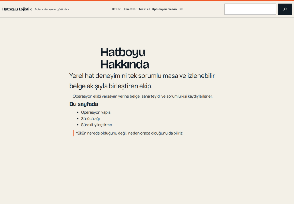 Hatboyu Lojistik web sitesi — arşiv görünümü