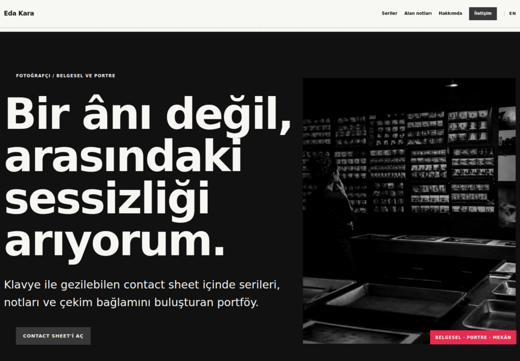 Eda Kara web sitesi — masaüstü görünümü
