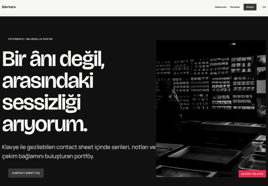Eda Kara web sitesi — masaüstü görünümü