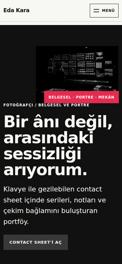Eda Kara web sitesi — mobil görünümü