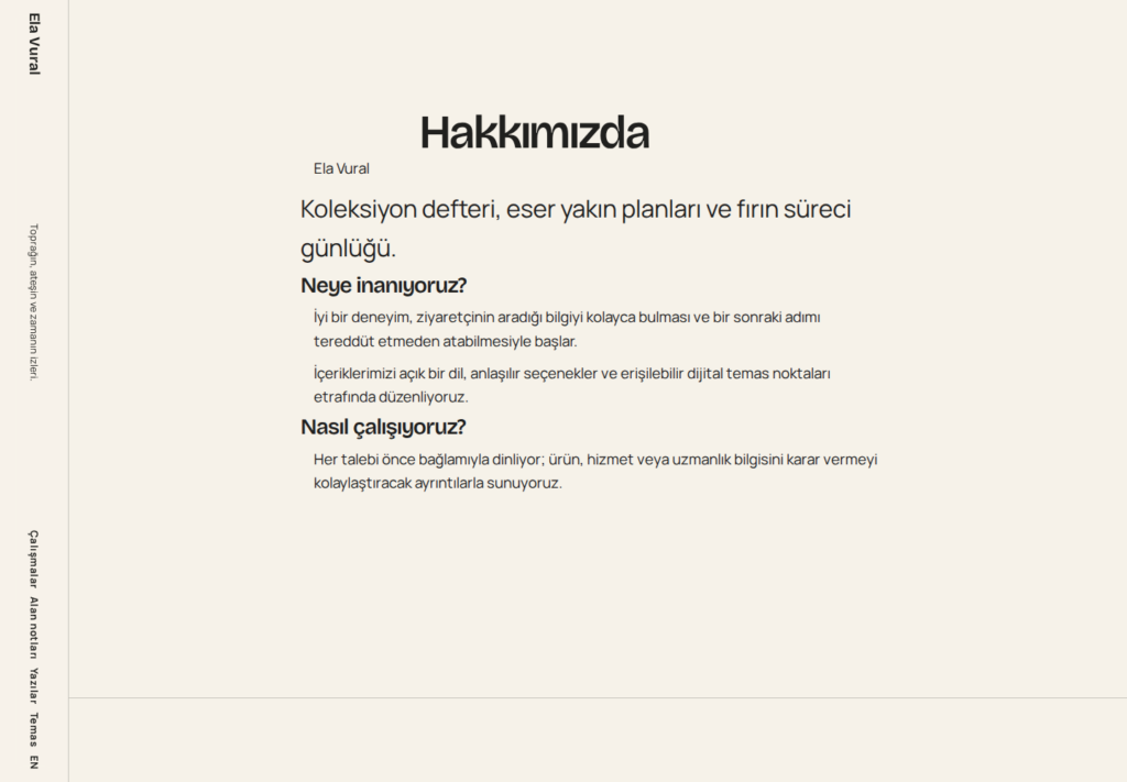 Ela Vural web sitesi — arşiv görünümü