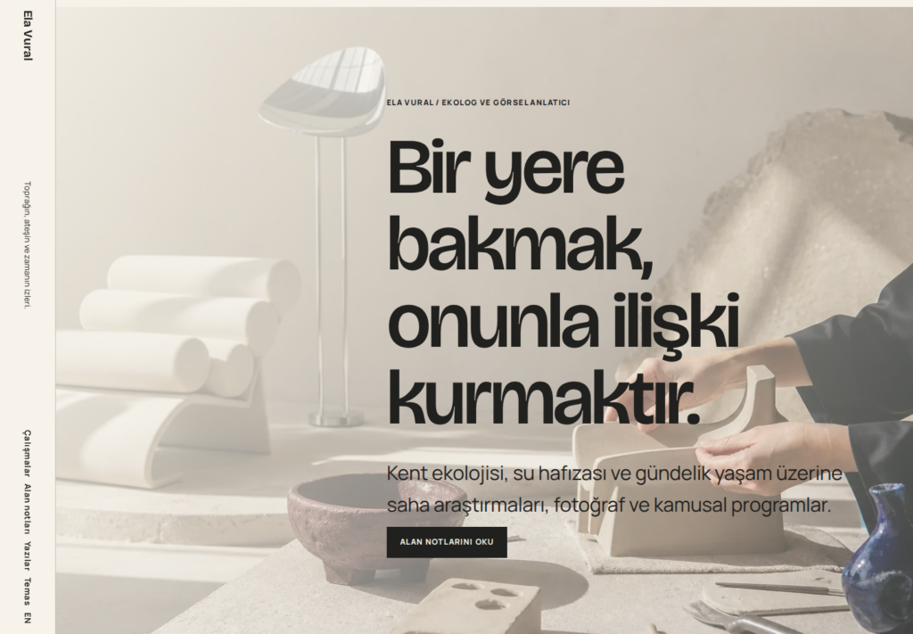 Ela Vural web sitesi — masaüstü görünümü