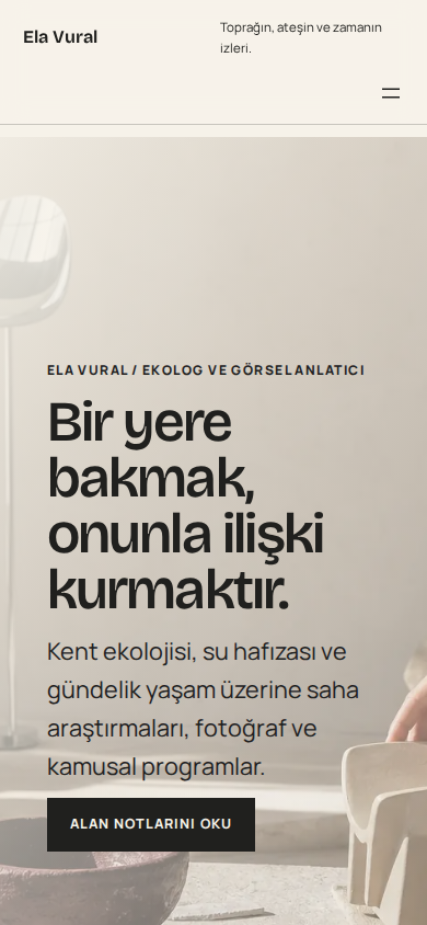 Ela Vural web sitesi — mobil görünümü