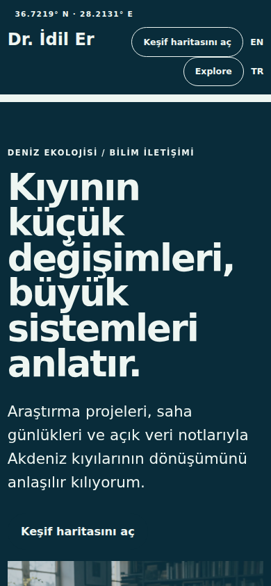 Dr. İdil Er web sitesi — mobil görünümü