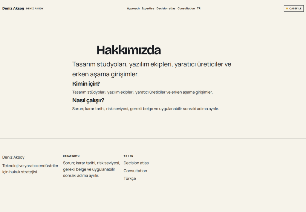 Deniz Aksoy web sitesi — arşiv görünümü