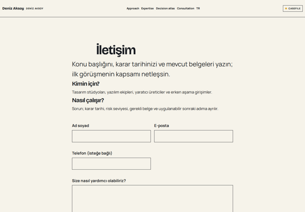 Deniz Aksoy web sitesi — dönüşüm görünümü