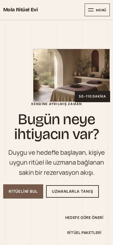 Mola Ritüel Evi web sitesi — mobil görünümü